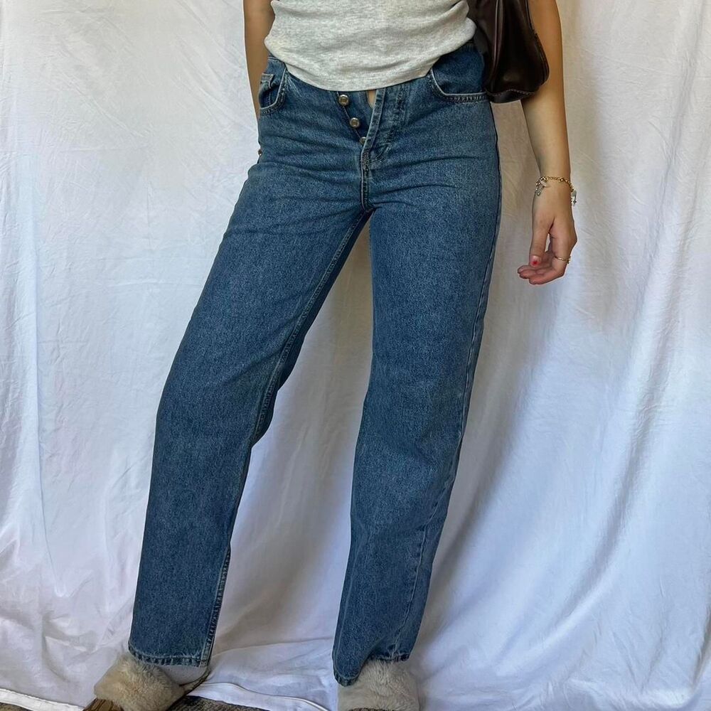 Topshop Women's Blue and Navy Jeans